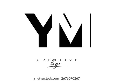 YM Creative Minimalist Negative Space Latter Logo mit modernem Monogramm für Branding und Business Lettermark Logo mit Initial Letters Logo Design für Branding.