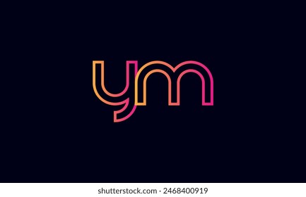 YM Creative And Modern YM Logo. Initial Letter YM Logo Design on Black Background.