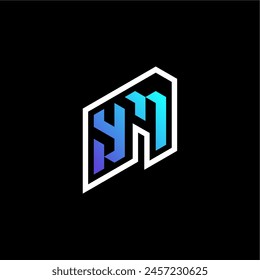 YM initial gradient blue gaming concept ideas for esport team, twitch and streamer