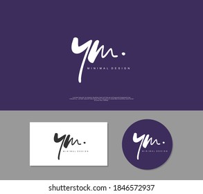 YM Initial handwriting or handwritten logo for identity. Logo with signature and hand drawn style.
