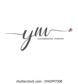 YM Initial Handwriting logo luxury vector beauty