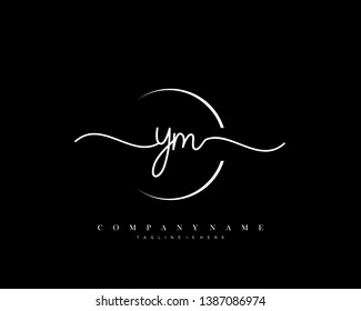 YM initial handwriting logo template vector