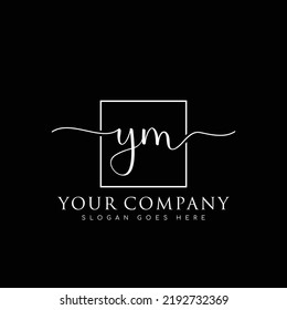 YM Initial handwriting minimalist logo vector