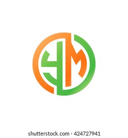 YM initial letters looping linked circle logo orange green