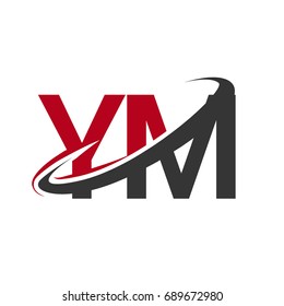 YM initial logo company name colored red and black swoosh design, isolated on white background. vector logo for business and company identity.