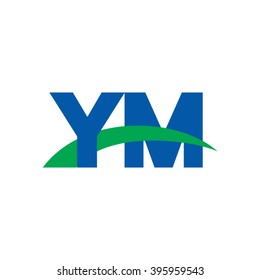 YM initial overlapping swoosh letter logo blue green