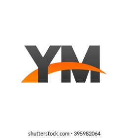 YM initial overlapping swoosh letter logo black orange