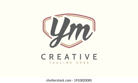 YM Initials, handwriting logo vector