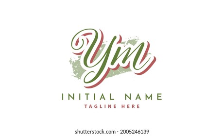 YM Initials, handwriting logo vector