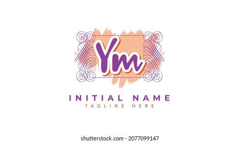 Ym Initials, handwriting logo vector