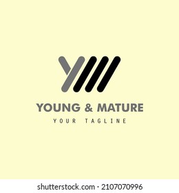 YM intial logo design.  hand symbol offering help