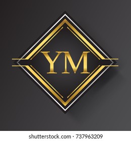 YM Letter logo in a square shape gold and silver colored geometric ornaments.