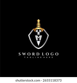 YM carta monograma de luxo para escudo e espada estilo imagem