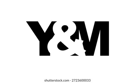 YM-Logo-Design im fetten Stil. Schwarz-weißes Identitätssymbol. Modernes Typografie-Emblem. Symbol für Unternehmensbranding. Minimale Geschäftsvorlage.