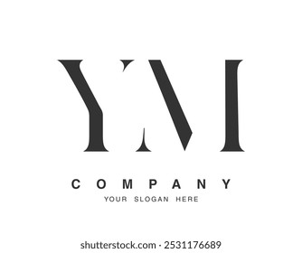 YM logo design. Initial letter y and m serif font style. Creative classic company name typography. Trendy logotype or identity. Vector illustration.