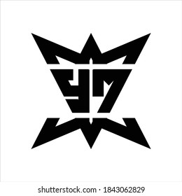 YM Logo monogram with crown up down side design template on white background
