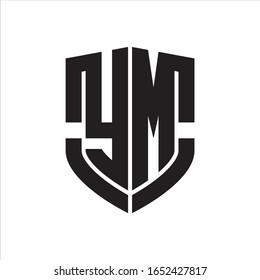 YM Logo monogram with emblem shield shape design isolated on white background
