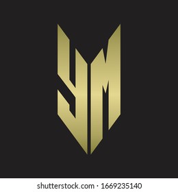 YM Logo monogram with emblem style isolated with gold colors