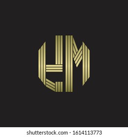 YM Logo monogram outline style linked isolated with gold colors