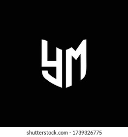 ym logo monogram with shield shape design template