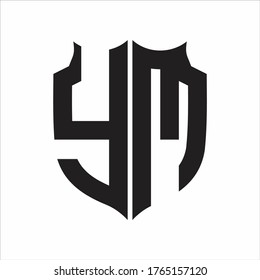 YM Logo Shield style Monogram design template on white background