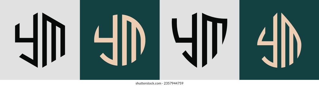 YM modern initial letter logo design vector bundle. It will be suitable for which company or brand name start those initial.