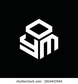 YM monogram logo with 3 cube style design template isolated on black background