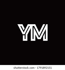 YM monogram logo with abstract line design template