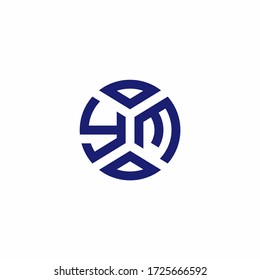 YM monogram logo with abstract shapes in modern style design template