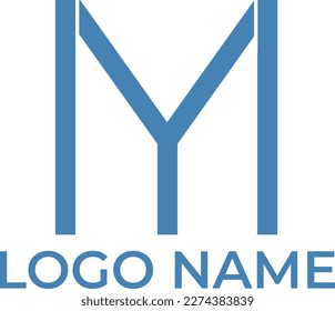 YM, vector de diseño inicial del logotipo del alfabeto de MI