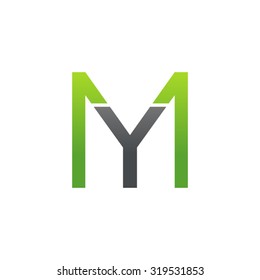 YM MY initial company square M logo green
