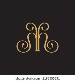 YM MY Letter golden vintage beutiful logo vector image