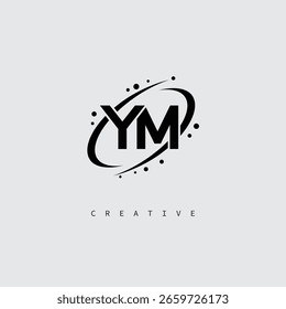 Logotipo del monograma de YM Orbit: una marca futurista minimalista para una marca moderna y un diseño de identidad inspirado en la tecnología