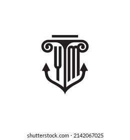 YM-Säule und Ankerkombinationskonzept-Logo auf hoher Ebene
