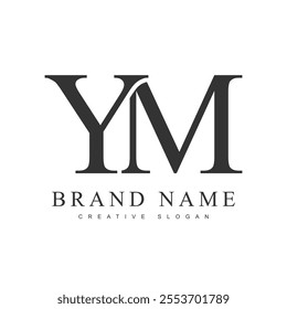 YM trendy logotype template. Initial letter y and m classic font style. Creative logo for company name or identity. Vector illustration.