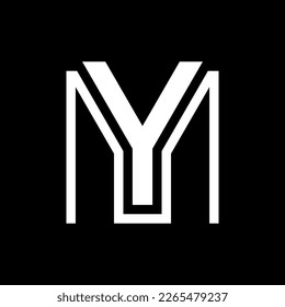 logotipo de la letra única de YM vectores color blanco fondo negro, adecuado para logotipos de la empresa, agentes de viajes, contratistas, talleres de reparación, electrónica, tiendas de ropa, mostradores y otros