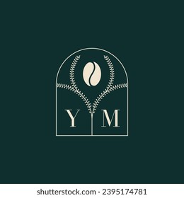 YM Unique and simple logo design combination of letters and coffee bean