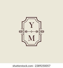 Logotipo inicial de boda vintage de YM en un diseño profesional de alta calidad que se imprimirá en cualquier medio impreso