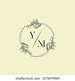 YM Hochzeitslogo-Anfangsbuchstaben in hochqualitativem professionellem Design, das gut in allen Printmedien drucken kann