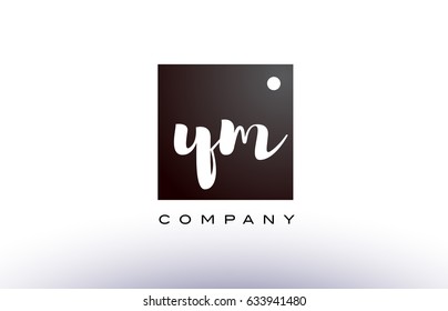 YM Y M black white handwritten handwriting alphabet company letter logo square design template dot dots creative abstract