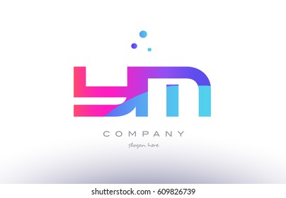 ym y m  creative pink purple blue modern dots creative alphabet gradient company letter logo design vector icon template