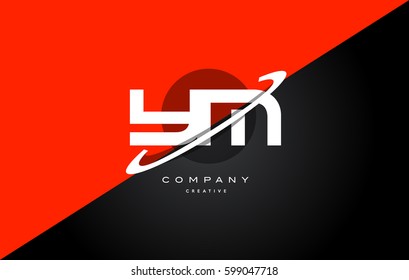 ym y m  red black white technology swoosh alphabet company letter logo design vector icon template 