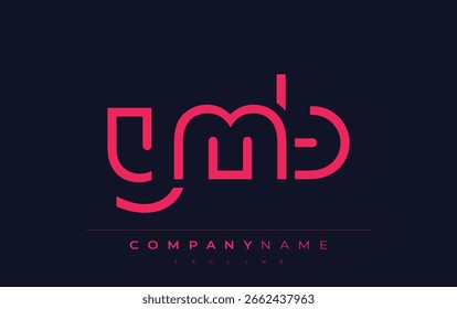 Diseño de logotipo minimalista de YMB con Formas geométricas y tipografía simple. Diseño de logotipo de carta Abstractas