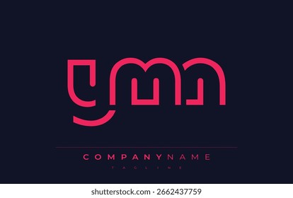 YMN Minimalistisches Logo-Design mit geometrischen Formen und einfacher Typografie. Logo-Design für abstrakte Buchstaben