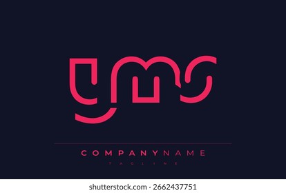 Design de logotipo minimalista YMS com formas geométricas e tipografia simples. Design de logotipo de letra abstrata