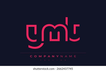 Diseño de logotipo minimalista YMT con Formas geométricas y tipografía simple. Diseño de logotipo de carta Abstractas