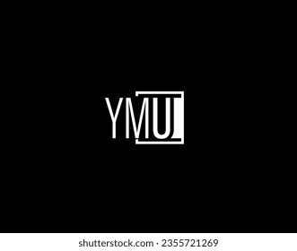 Logo y diseño gráfico YMU, arte vectorial moderno y elegante e iconos aislados en fondo negro