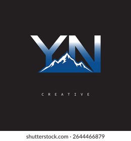 YN Creative Mountain Logo Bold Gradient Letter mark Branding Design for Business Outdoor Brands