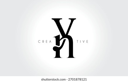 YN Elegant Serif Monogram Logo - Luxo Letra Tipográfica em Minúsculas para Marca Moderna