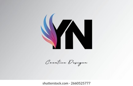 YN Feather Gradient Logo – Elegant Wing Monogram for Modern Branding and Visual Identity Design